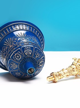 极速尼泊尔手工金刚铃杵法器密宗修D行供奉摆件纯铜蓝色金刚杵五