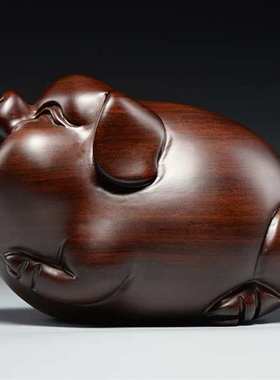 极速家梨木雕猪雕刻生件一对十二摆肖木猪红木花居装X饰工艺品送