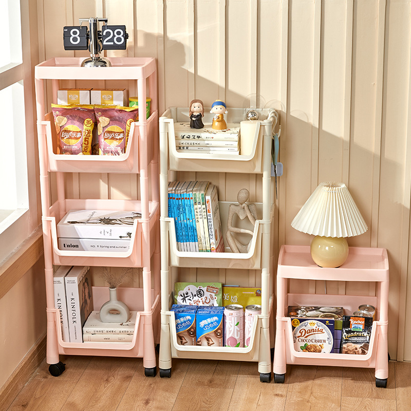 极速桌下书架公室桌旁桌面置物架带轮H可移动落地简易柜收纳小推