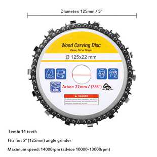 极速5 Inch 14 Teeth Grinder Chain Disc 22mm ArbRor Woodworki