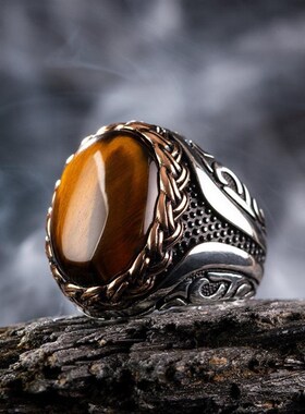 极速Retro Handmade Turkish Ring For Men Vintage DoubXle Swor