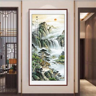 新品新中式c玄关装饰画锦绣山河挂画走廊过道壁画客厅办公室山水