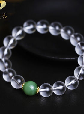 极速GONMCEAN【p爱的供养】巴西7A白水晶手錬女猫眼玉饰品手串礼