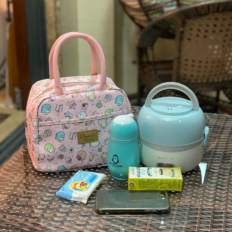 极速儿童学生装饭带饭包防水帆布便C当袋上班族手提袋子便当带便