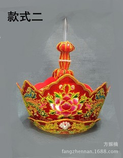 极速用品苏绣纯手工盘金t黄红唐僧帽法师毗卢帽五佛冠铁盒子帽子