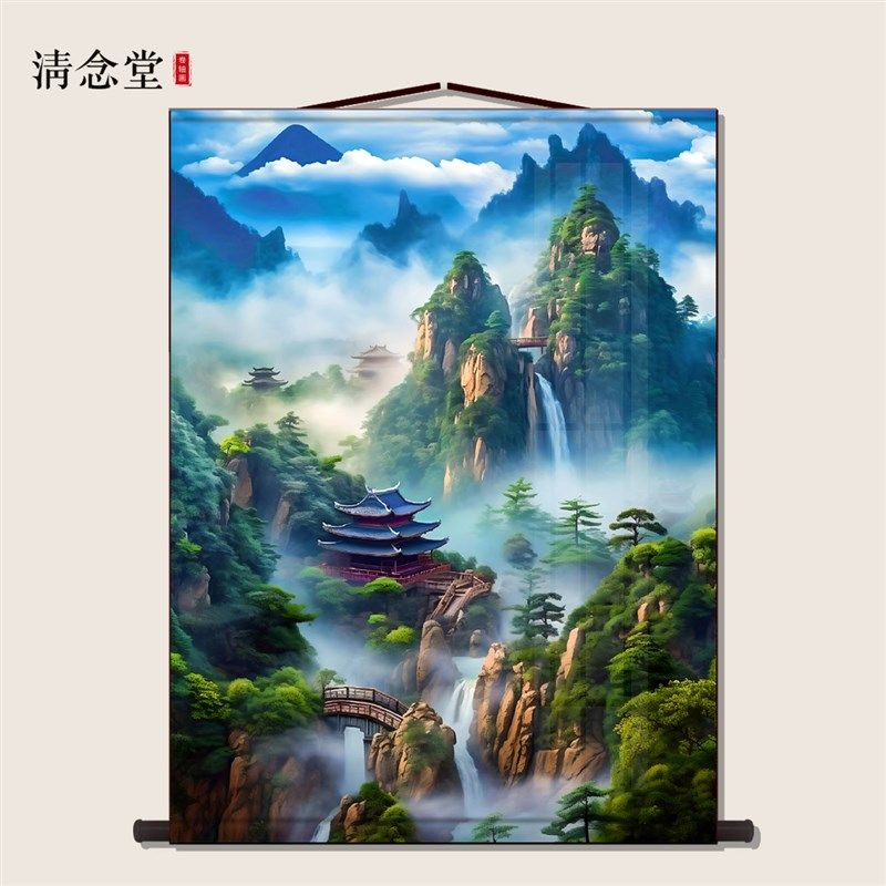 新品仙家b堂口山水画堂单暗堂口风景画风水画仙堂背景东北堂屋供