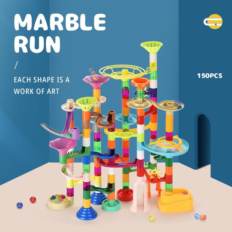 Colorful Marble Run building blocks set 透明滚珠积木轨道玩具
