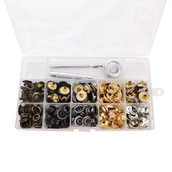 50 Sets 15Mm Metal Snap Fastener Button Press Popper With