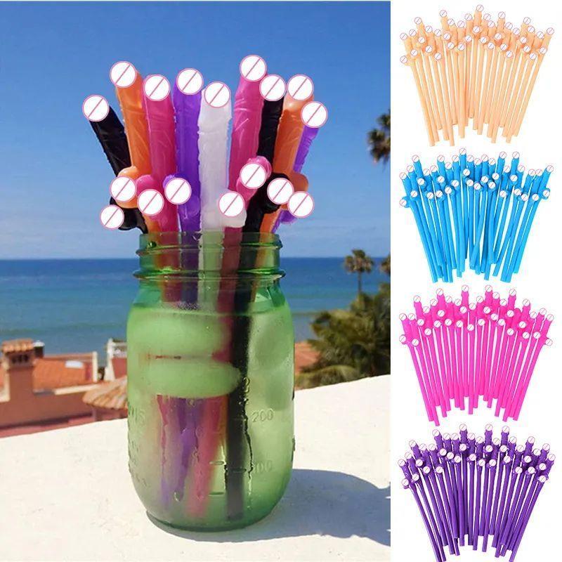 10pcs Bachelorette Party Penis Straws Plastic Novelty Nude D