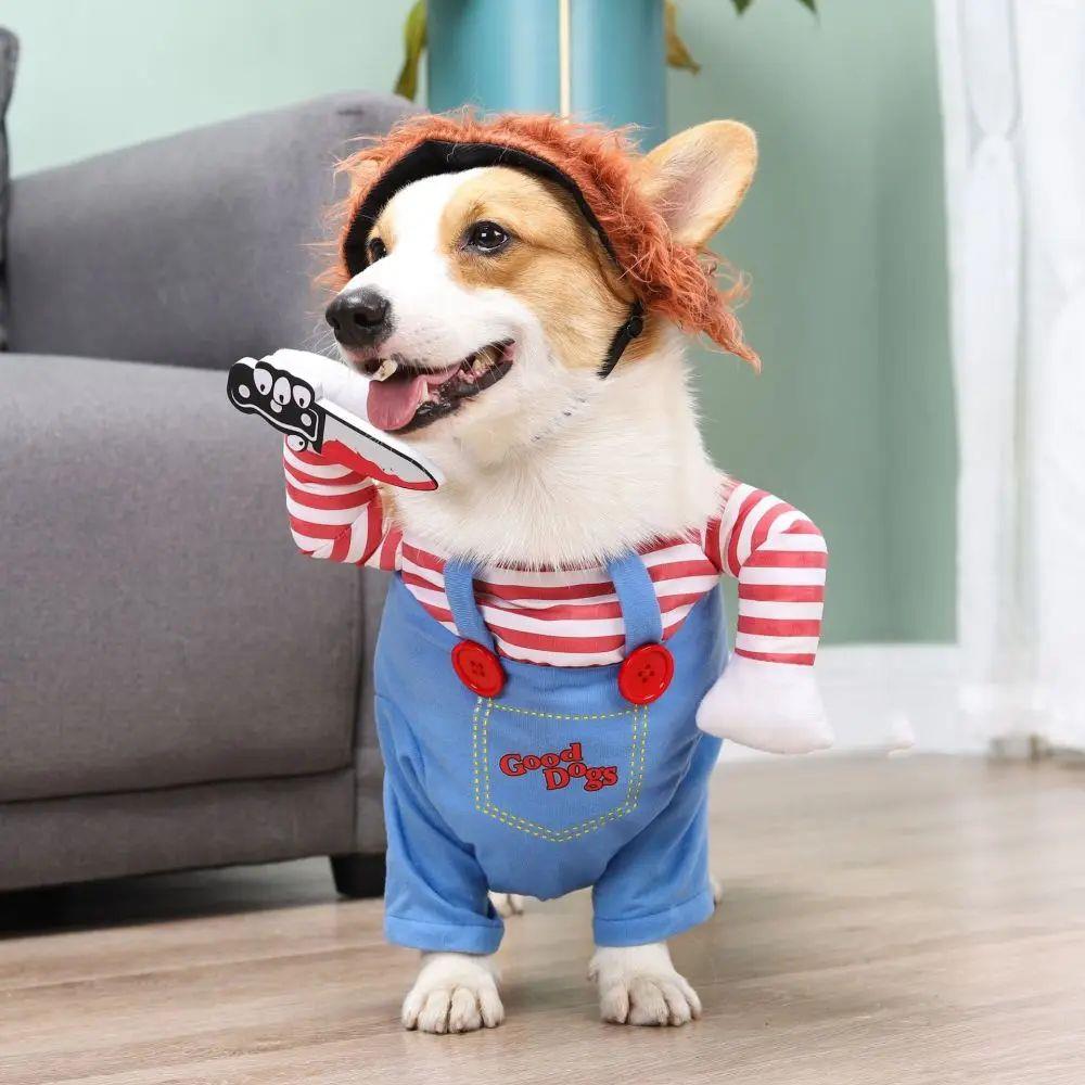 Dog Halloween Costumes Pet Cosplay Costume With 2 Straps Bre
