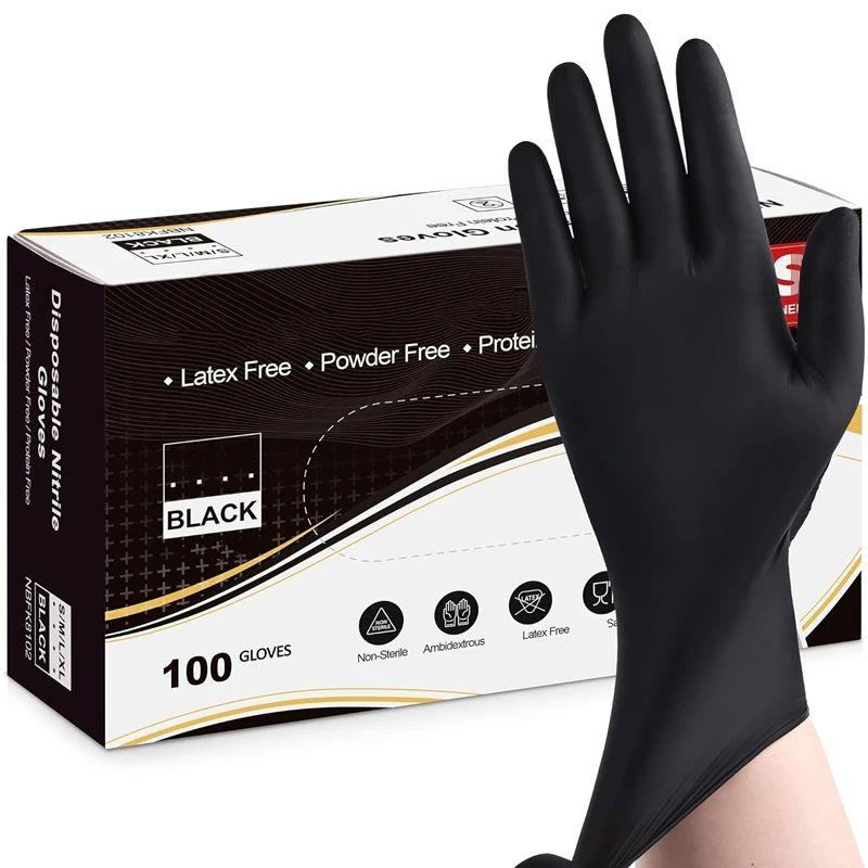 Nitrile Disposable Gloves Black 20/50/100PCS Latex Powder Fr