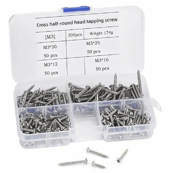 200PCS Self-Drilling Screw Kit M3 Self Tapping Screws