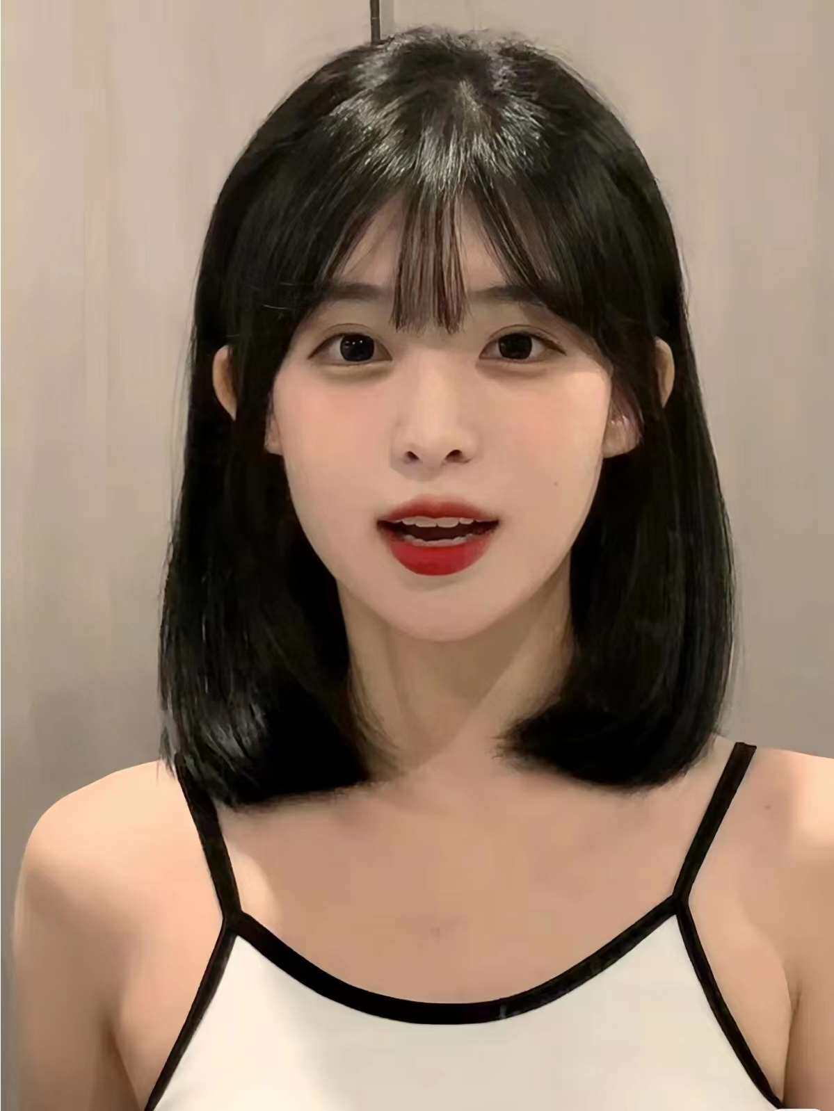 假发女短发新款学生齐肩少女自然中长发时尚空气刘海全头套直发