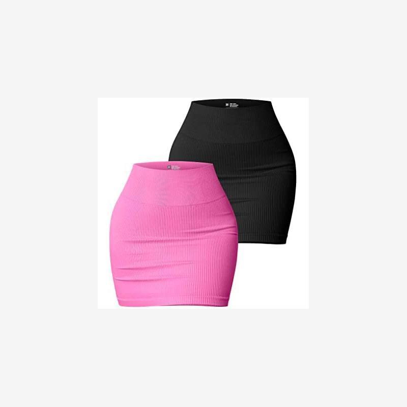 Women's Skirt Elastic Rib High Waist Mini Wrap Hip Skirt