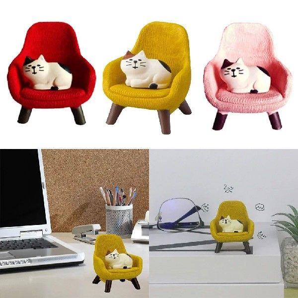 Charming Cartoon Cat Sofa Chair: Unique Resin Doll For Cozy