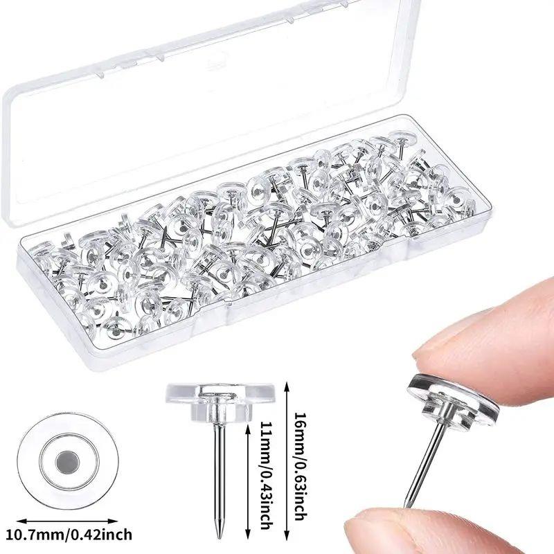 50pcs/box Transparent Push Pins Thumb Tacks Thumbtack Map Co
