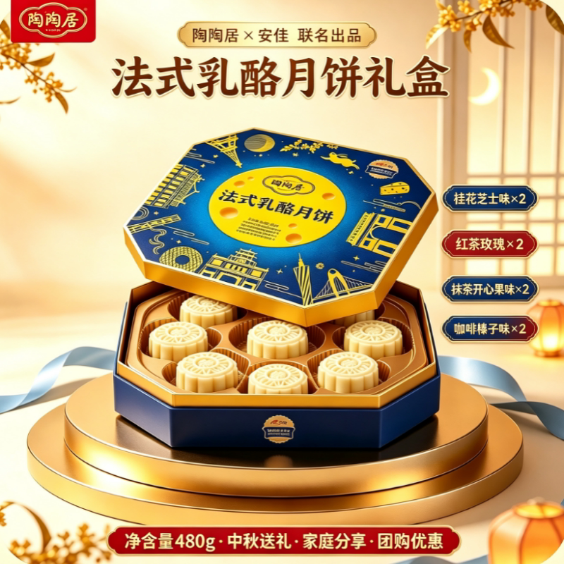 陶陶居广州酒家法式乳酪月饼礼盒480g广式中秋送礼团购