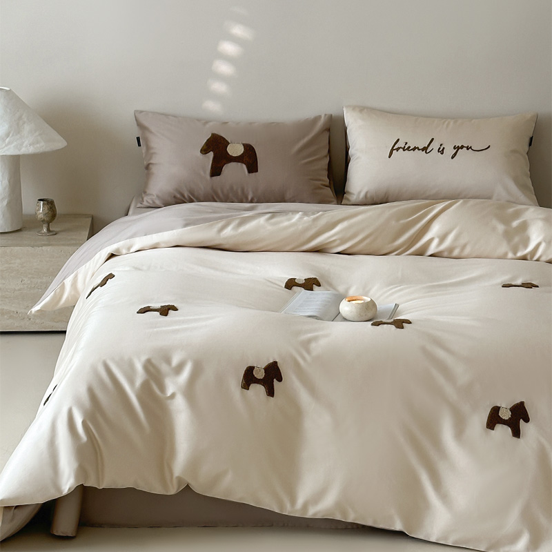 床单款4件全棉贡缎简约卡通