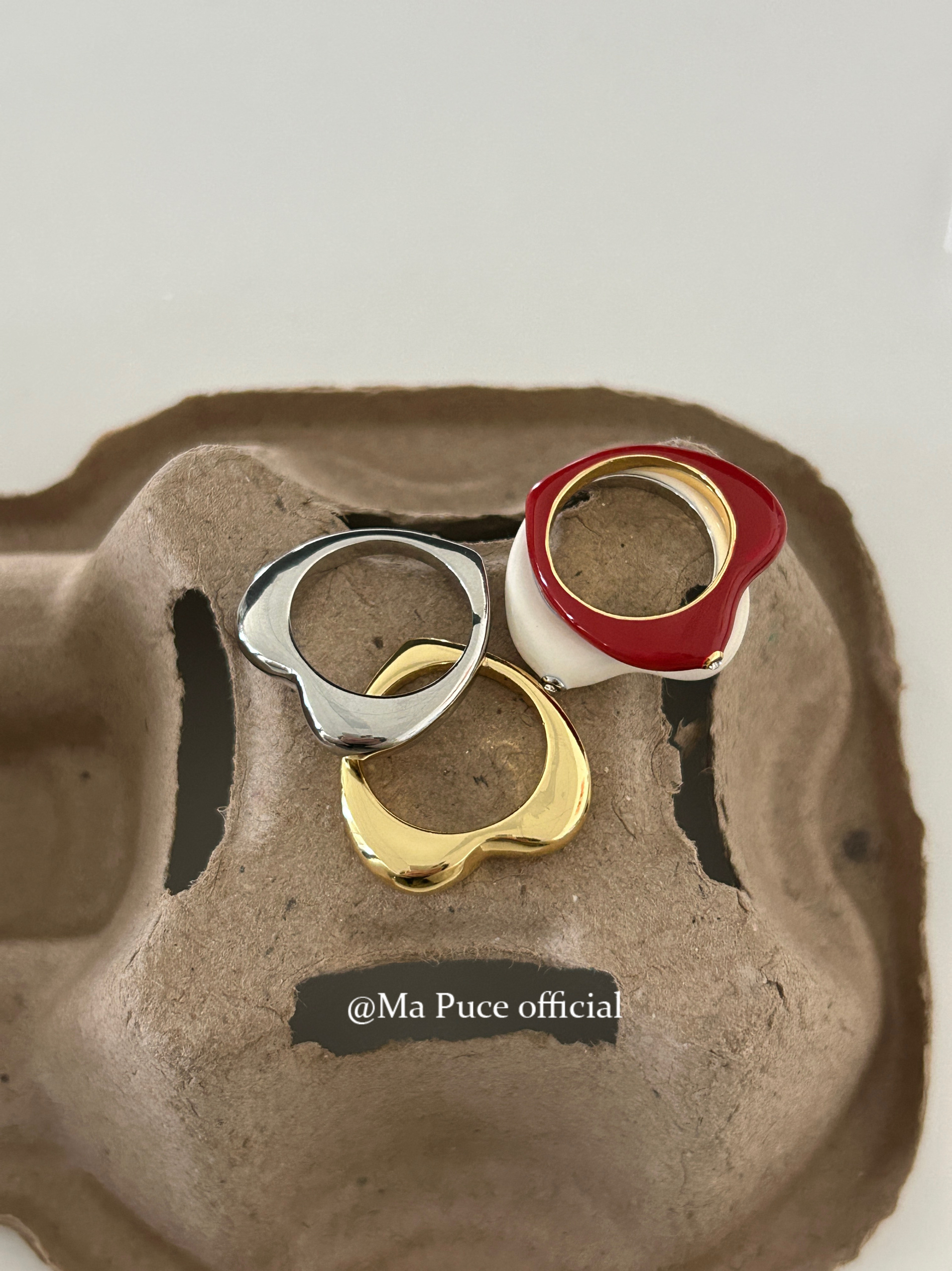 新年必买 欧美博主同款红色金属滴釉爱心微镶锆石戒指高级指环