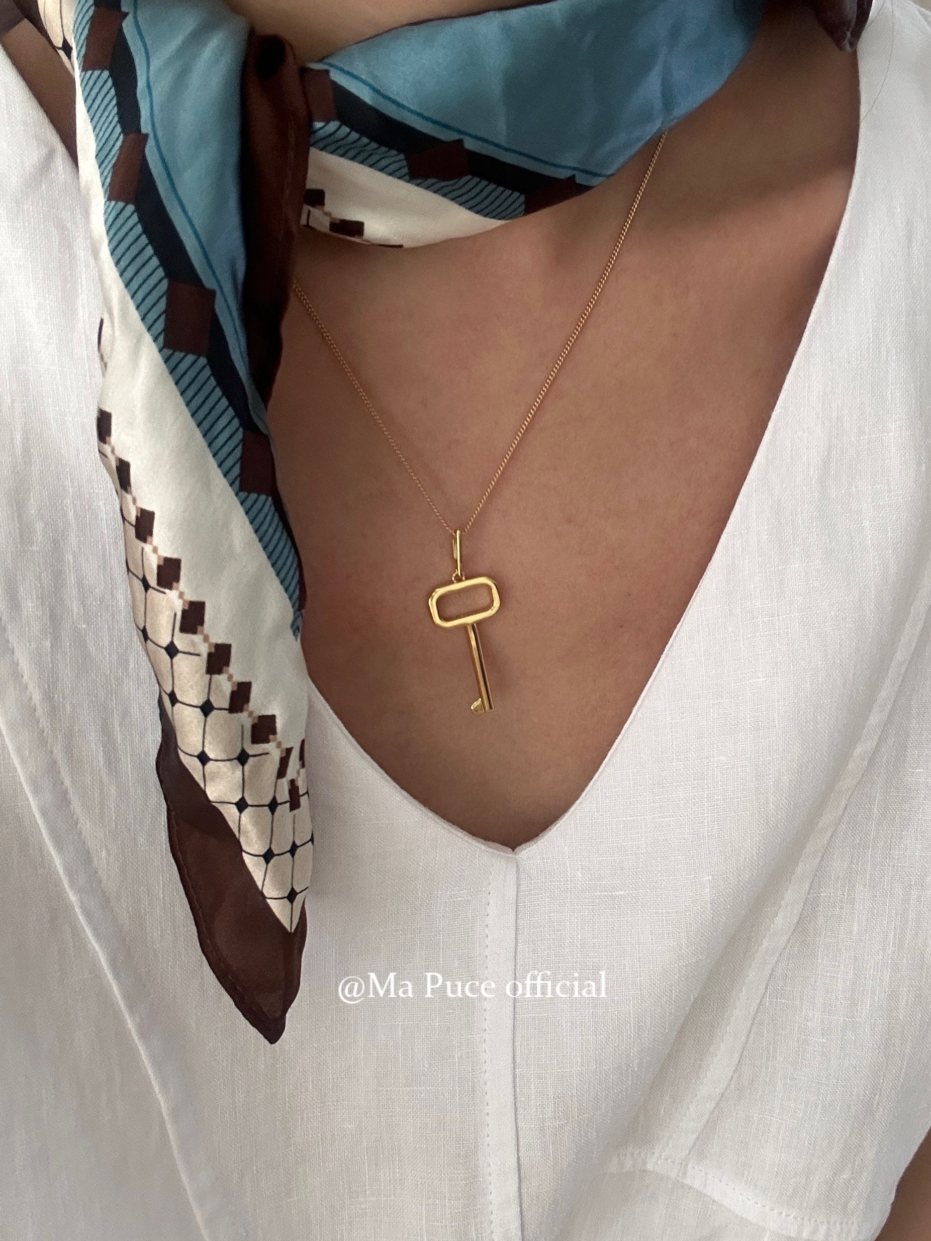 mapuce 韩国秋冬s925通体银钥匙简约ins毛衣链小众设计高级时髦