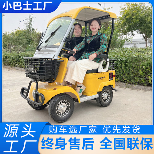小巴士E20电动四轮车老年人代步车双人小巧电瓶车带棚景区观光车