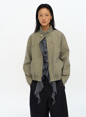 oinimi 荷叶流苏诗人夹克 巴恩风哈灵顿外套 荷叶流苏可拆卸