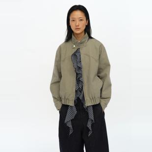 荷叶流苏可拆卸 巴恩风哈灵顿外套 oinimi 荷叶流苏诗人夹克