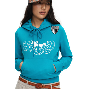 复古学院棒球连帽衫 oinimi 土耳其绿骑士印花徽章短卫衣