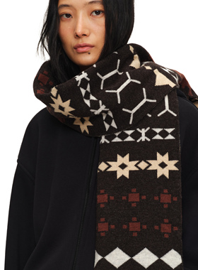 oinimi 费尔岛提花摩卡羊毛大围巾 撒哈拉棕色系针织保暖百搭