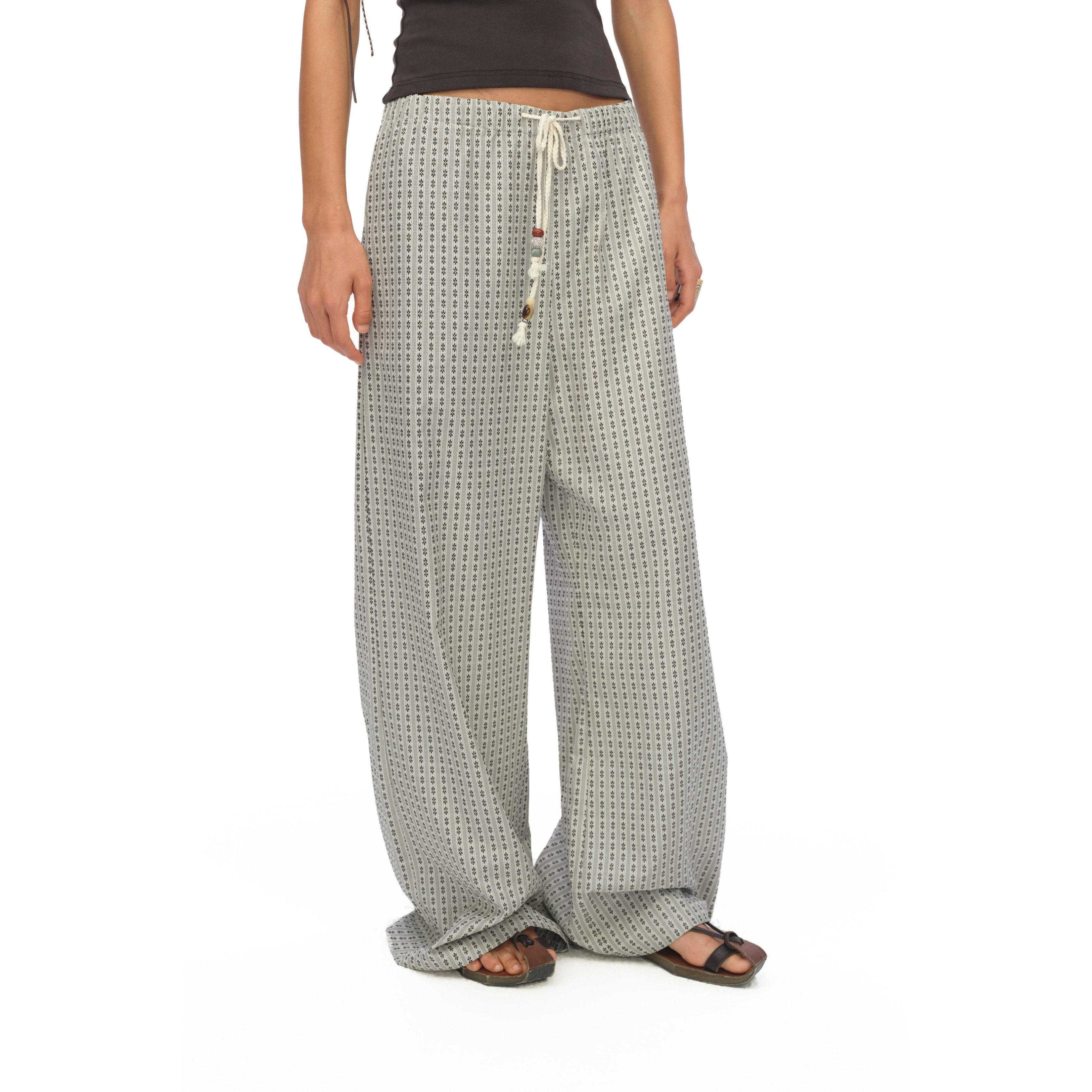 oinimi 轻松空气感 条纹度假海岛休闲裤 宽松阔腿裤,女装/女士精品,休闲裤,淘宝优惠券,粉丝福利购,淘宝优惠卷