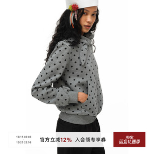 连帽拉链卫衣 百搭修身 oinimi 蝴蝶结深花灰波点卫衣