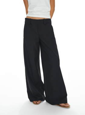 oinimi 阔脚低腰长西裤 黑色深灰好版型挺括显瘦休闲长裤