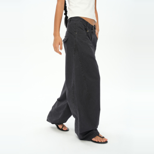 套装 骑士廓形工装 铁青灰做旧弧形分割弯刀裤 oinimi