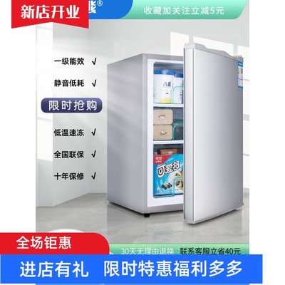 冰熊雪糕小冰柜小型储奶冰箱母乳专用立式冰柜侧开门全冷冻小冰箱