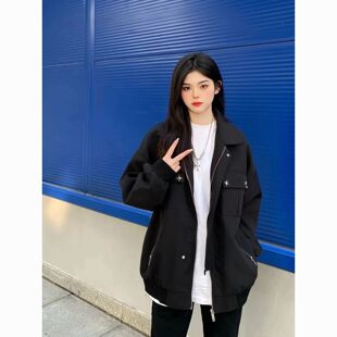 美式高街小众外套男女宽松hiphop正肩夹克上衣街头文化潮流青少年