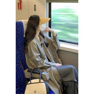 春季2026年新款蝙蝠袖薄款长袖风衣外套女中长款宽松服上衣