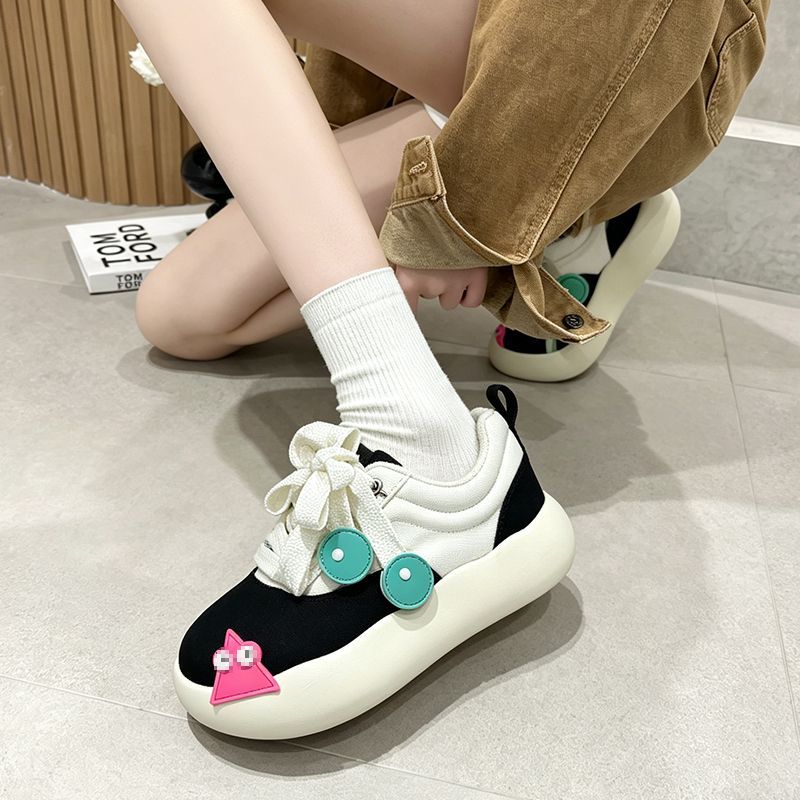 鹿晗明星同款厚底帆布鞋女2026夏季新中式校园风网红运动休闲板鞋
