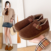 女冬季 2026新款 一脚蹬毛毛棉鞋 加绒全包复古勃肯鞋 加厚软底休闲鞋