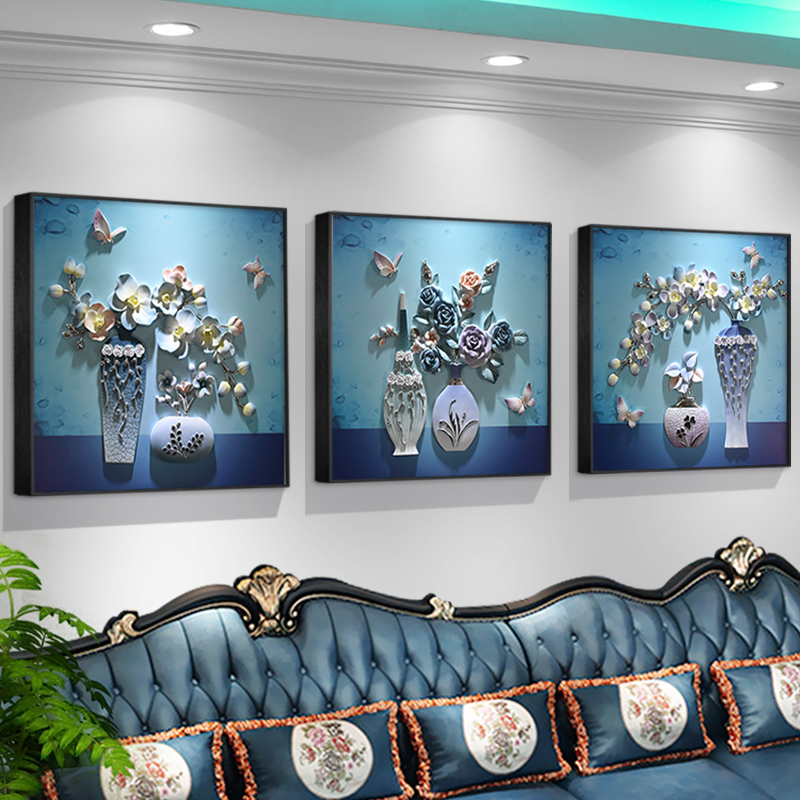 轻奢高级感客厅装饰画简约大气沙发背景墙立体挂画3D浮雕艺术壁画图片