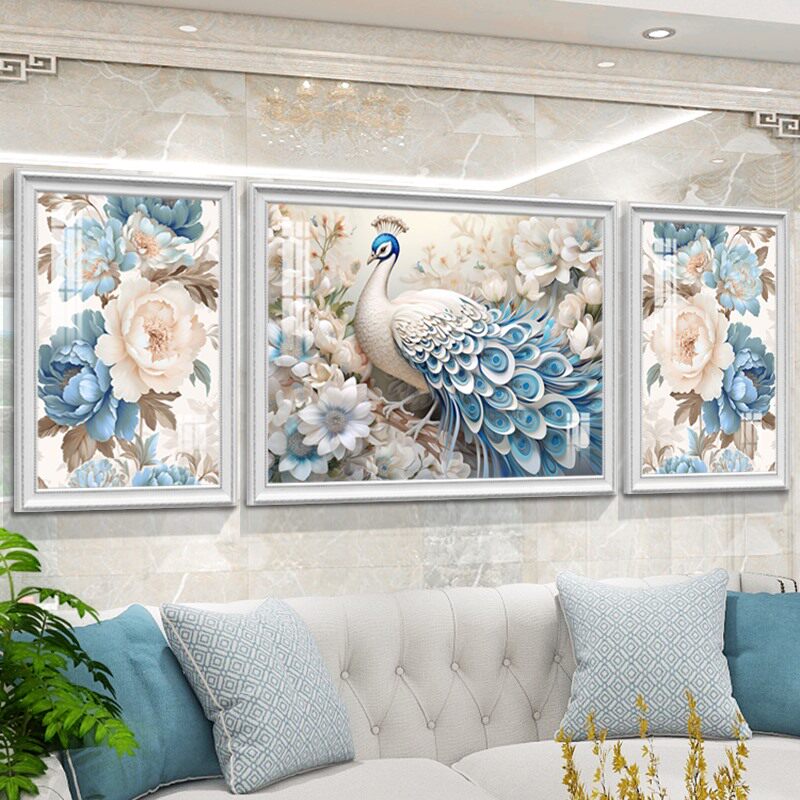 高档欧式客厅沙发背景墙装饰画新款三联组合挂画轻奢美式艺术壁画