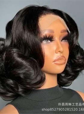5X5 Loose Bouncy Curl Human Hair Wig Bob真人假发蓬松自然头套