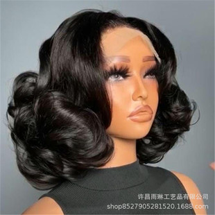 5X5 Loose Bouncy Curl Human Hair Wig Bob真人假发蓬松自然头套