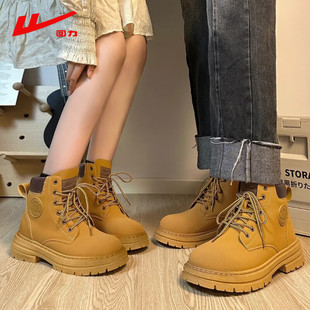 回力马丁靴女鞋2025新款爆款英伦风皮鞋厚底增高显脚小大黄靴鞋子