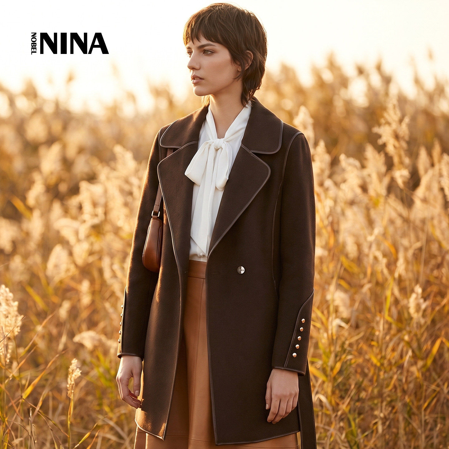 高级感双面羊毛大衣女呢子外套中长款腰带收腰西装领冬季保暖显瘦