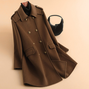 高端双面羊绒大衣女中长款2024秋冬新款高级感英伦风羊毛毛呢外套
