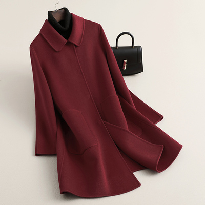 24秋冬新款高端大码妈妈装中长款双面羊毛大衣女中老年宽松呢外套