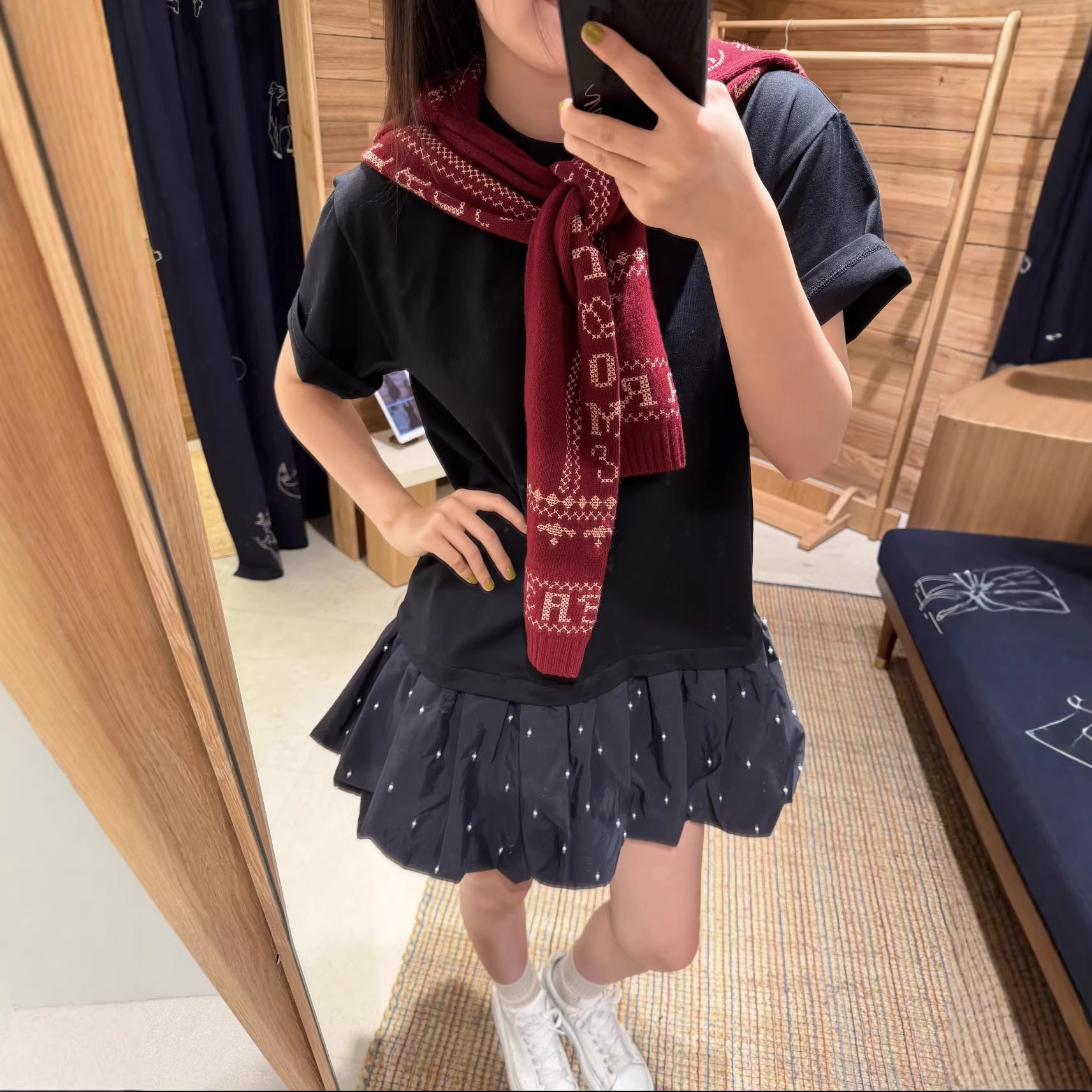 maSande假两件短袖连衣裙子法式甜美叠层拼接花苞裙夏季短袖T恤短