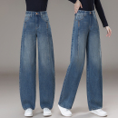 高腰宽松遮腿阔腿香蕉长裤 加绒加厚弯刀九分牛仔裤 女2025秋冬新款