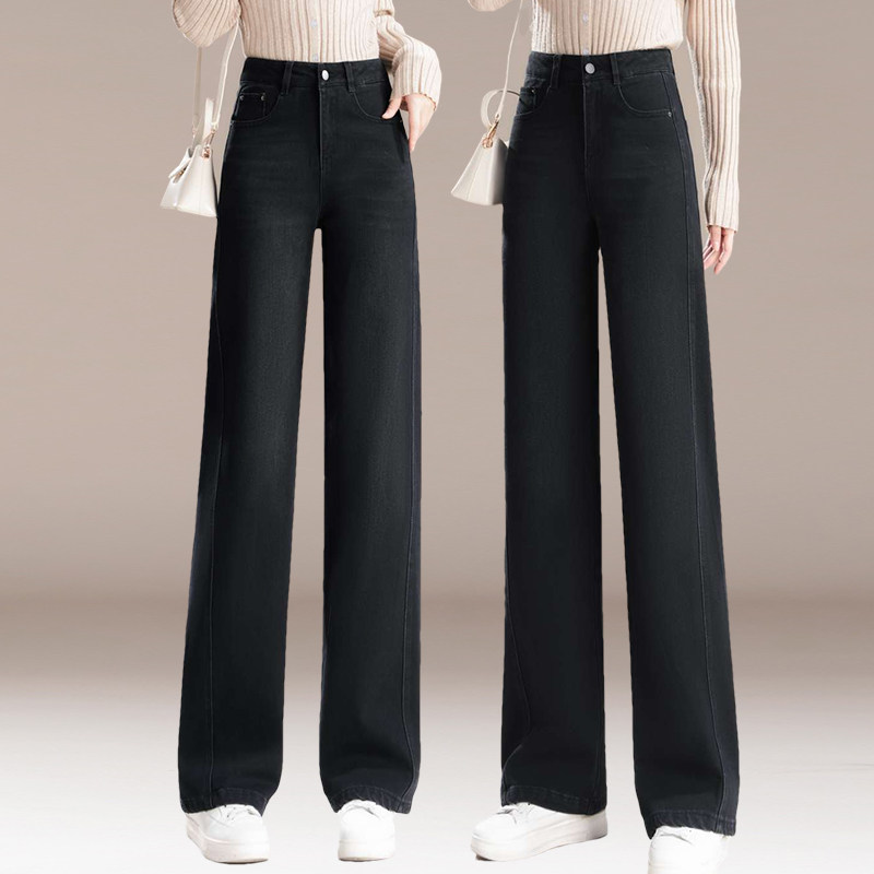 九分显高显瘦.小个子直筒牛仔裤2025秋冬加绒加厚宽松垂顺阔腿裤,女装/女士精品,牛仔裤,淘宝优惠券,粉丝福利购,淘宝优惠卷