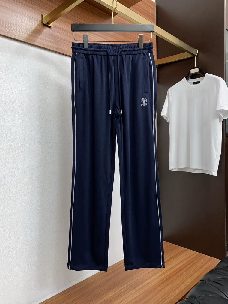 意式老钱风男装26夏季绣徽章时尚商务百搭舒适纯棉修身直筒休闲裤